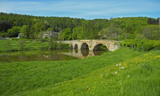 Kirkham Bridge spanning the River Derwent/from a photo by Arnold Underwood/Aug 2013